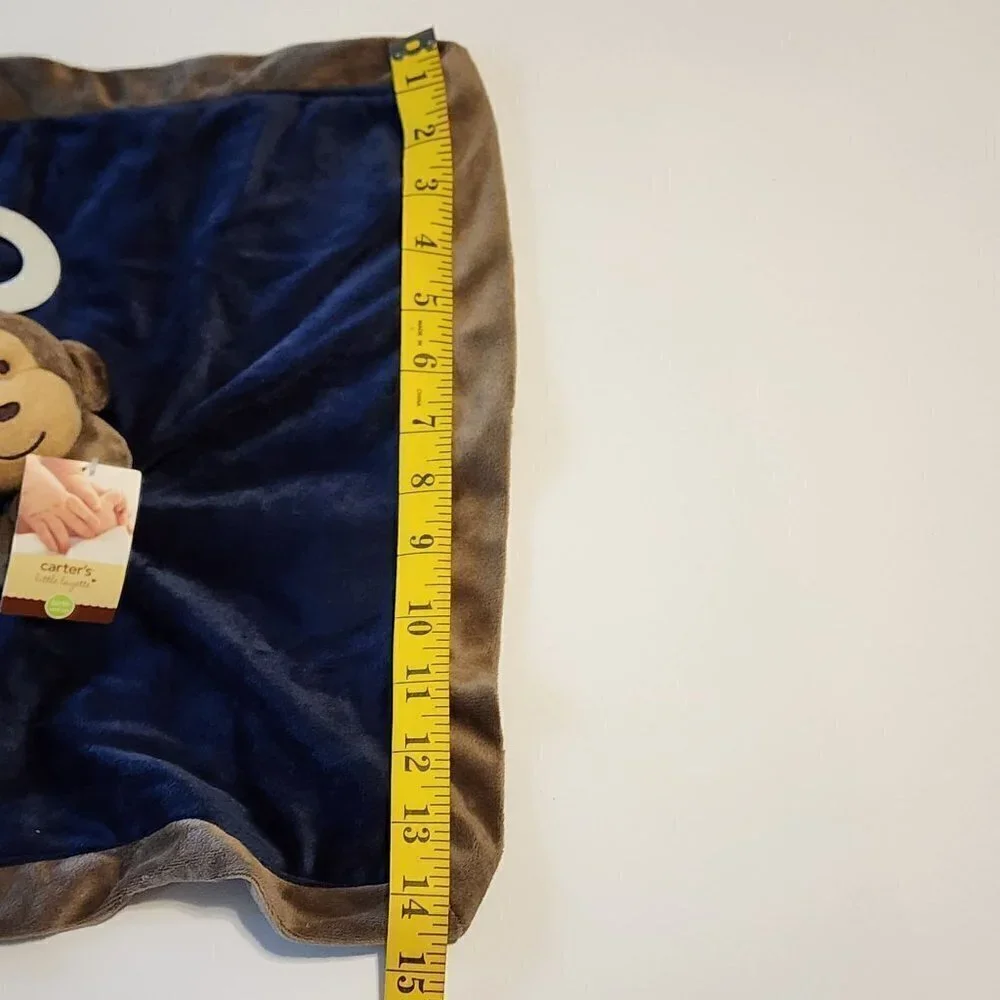 Carter's brown monkey blue blanket lovey rattle baby toy New